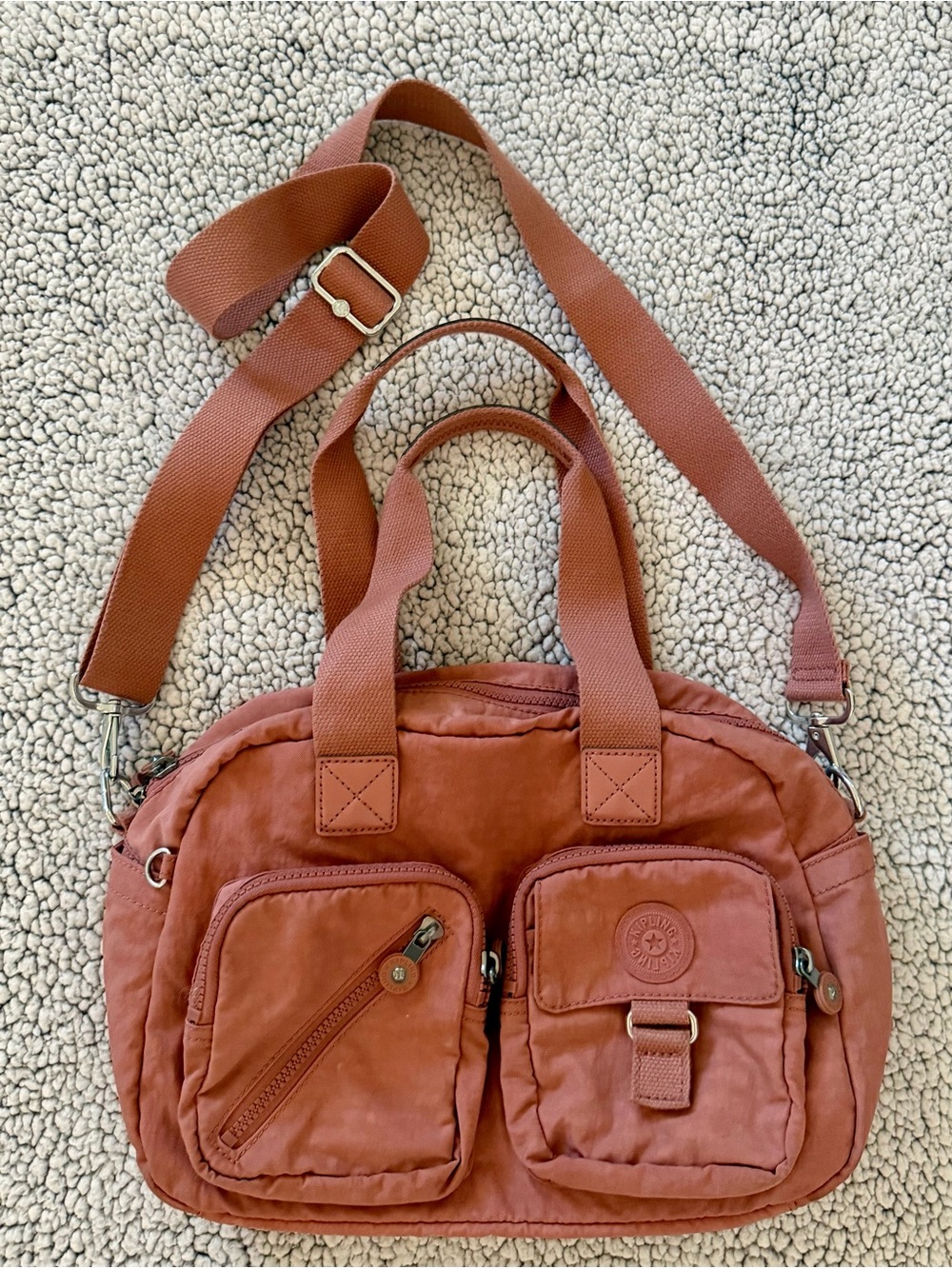 Kipling Defea - Rose Dust Nylon Shoulder Bag with Crossbody Strap